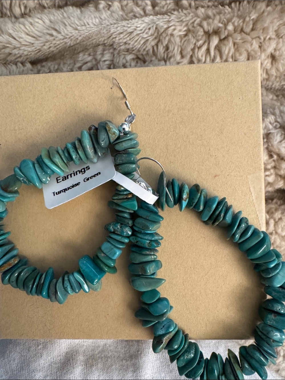 Kingman Turquoise Green/blue  Beaded Hoop Earrings - Women Jewelry